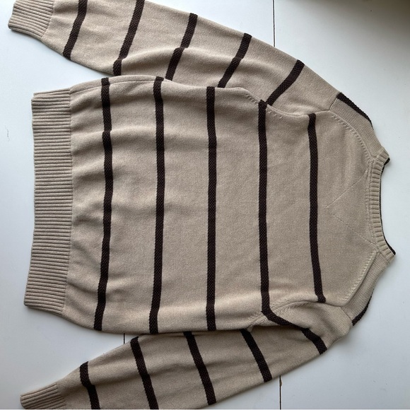 Tommy Hilfiger Pullover Sweater beige brown striped unisex size M - Picture 9 of 11